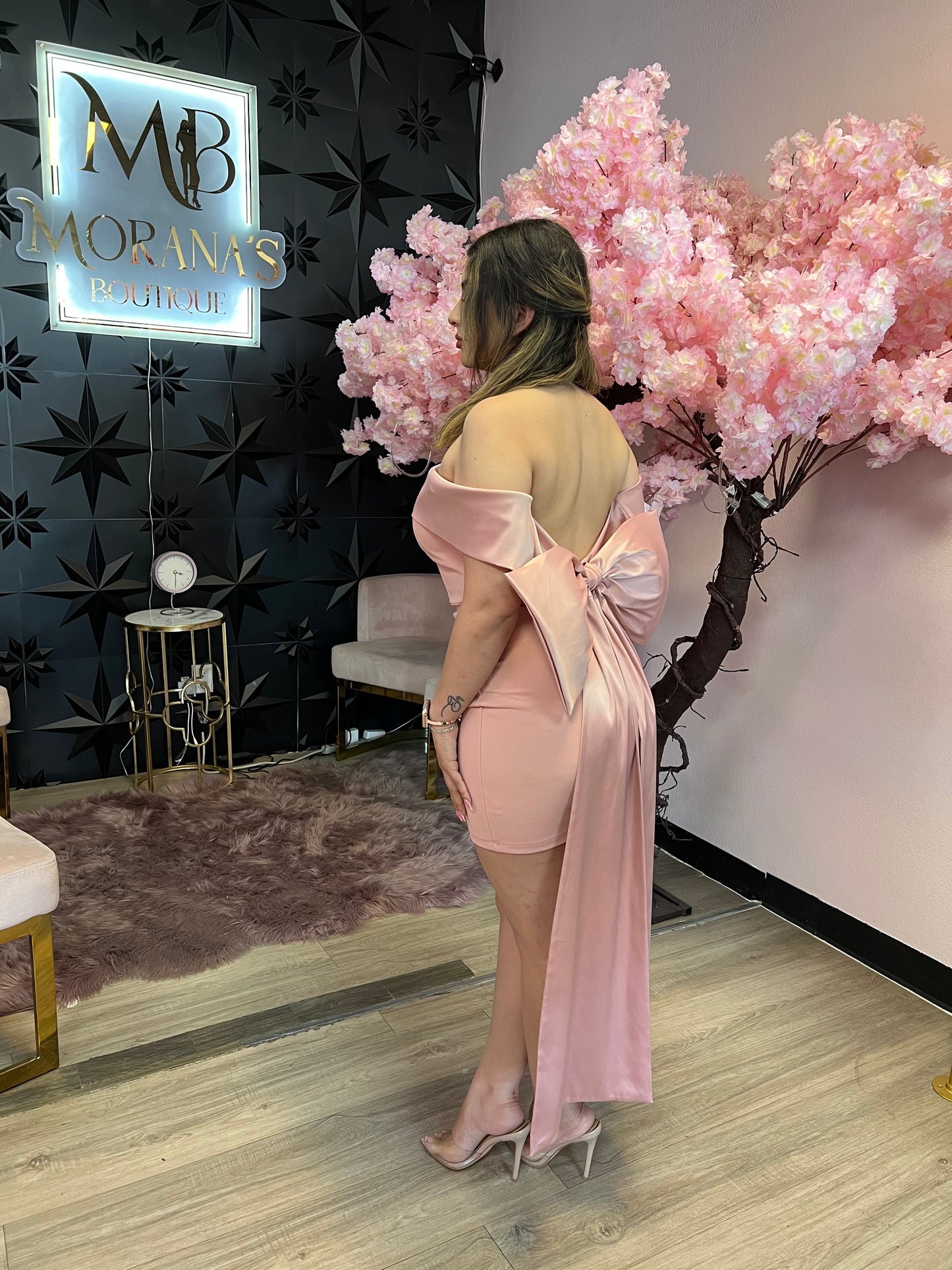 Blush Diva Off The Shoulder Mini Dress