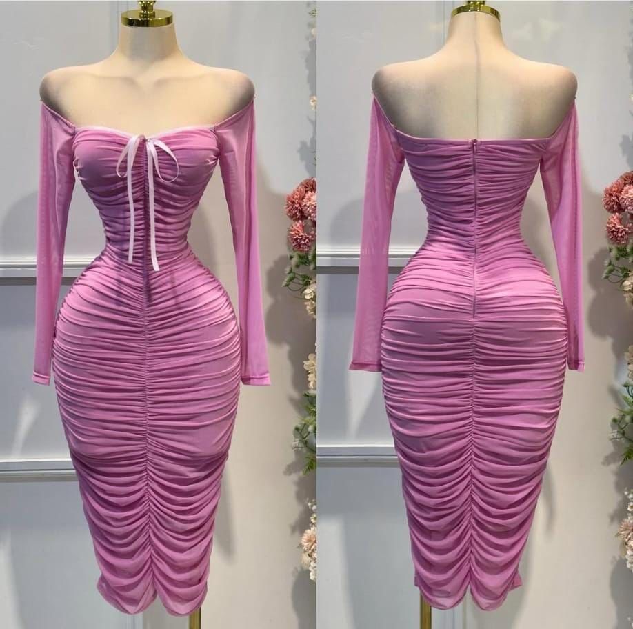 Andrea Long Sleeve Ruched Midi Dress
