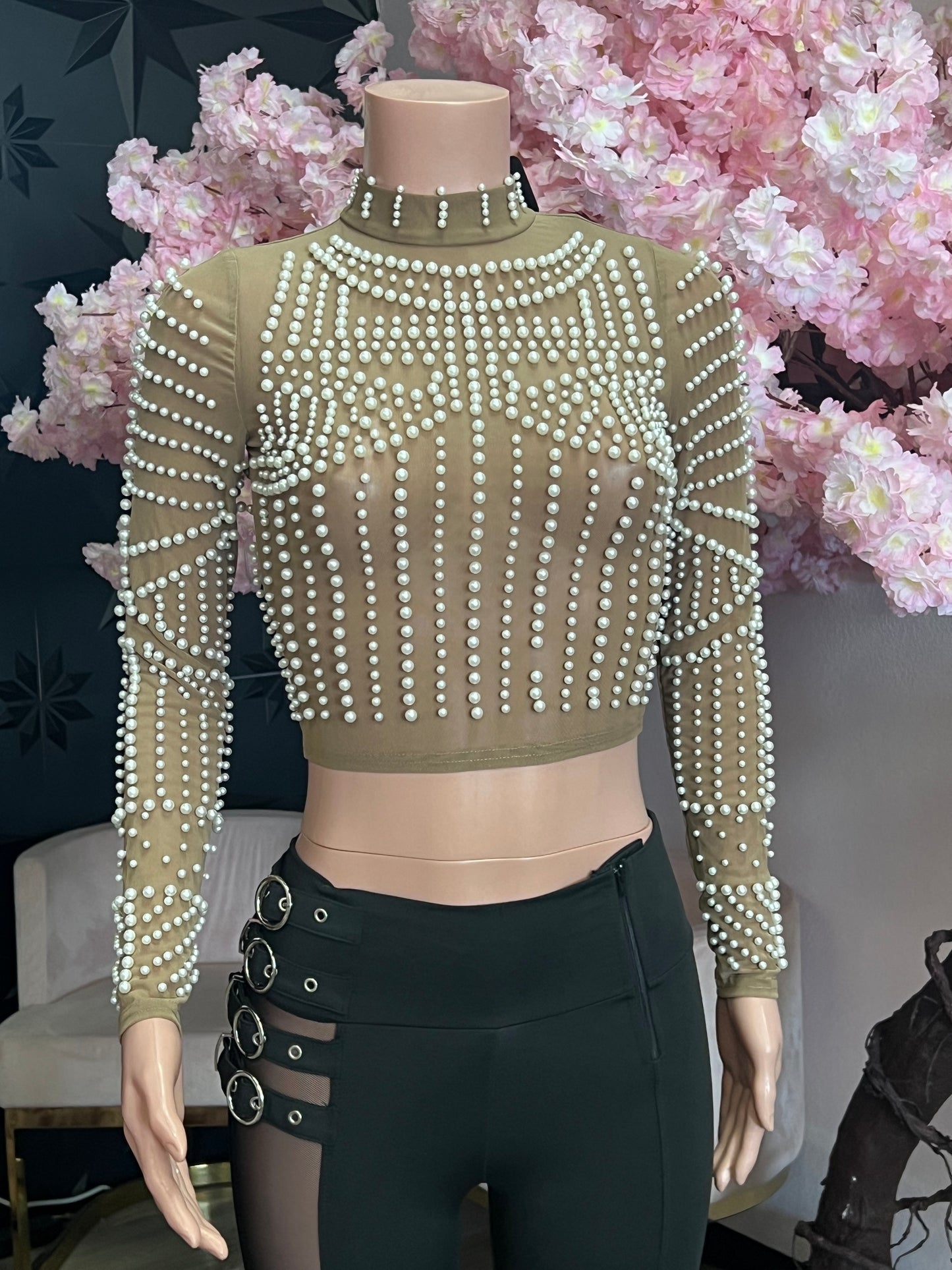 Pearl Mesh Blouse