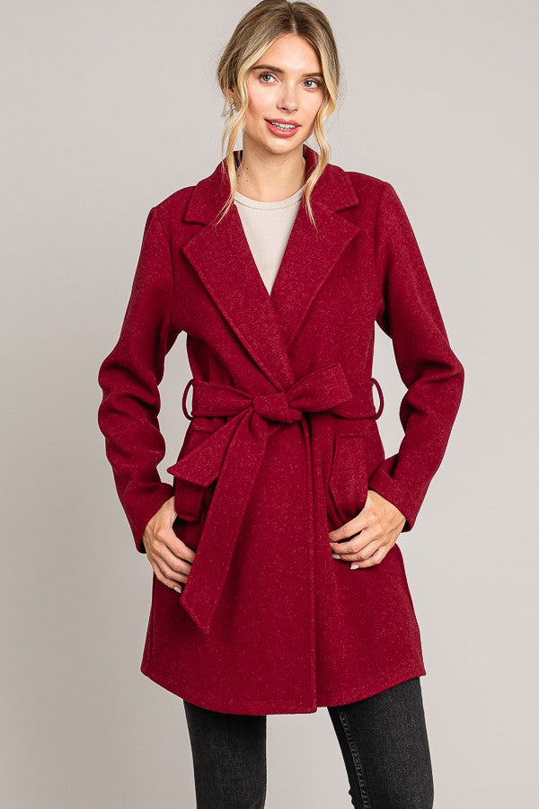 Brush Front Tie Coat