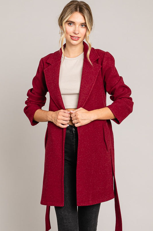 Brush Front Tie Coat