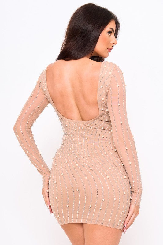Lia Pearl Mesh Mini Dress