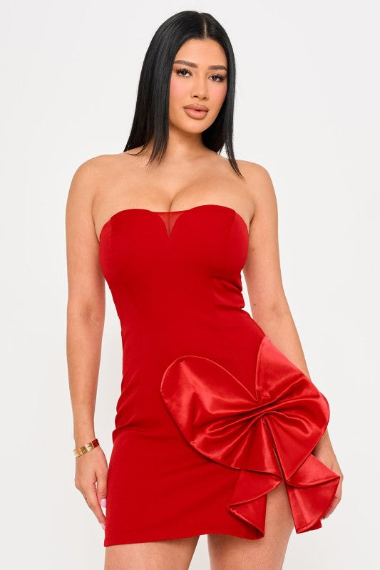 Ada Satin Bow Mini Dress