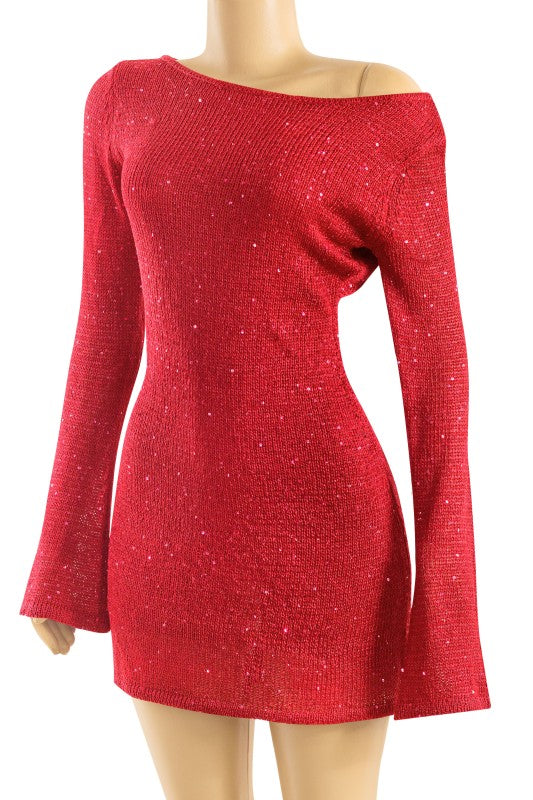 Jenn Sequin Sweater Dress