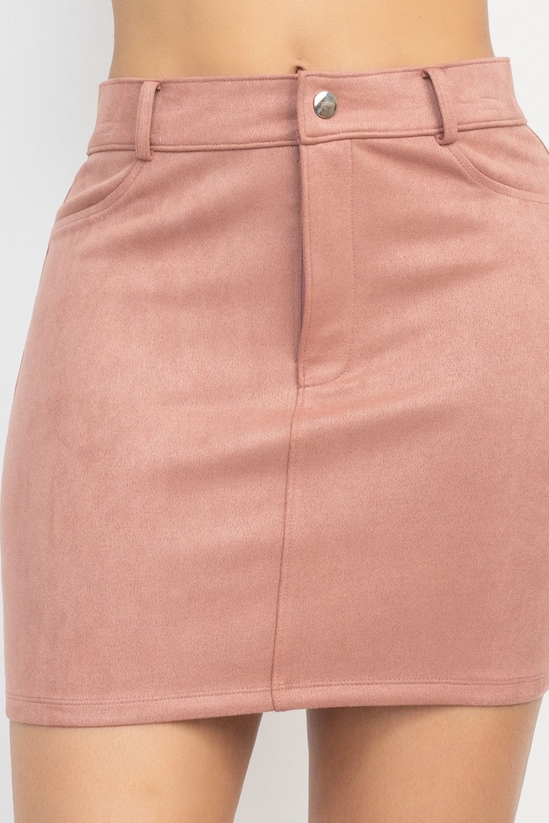 Irina Midrise Suede Skirt