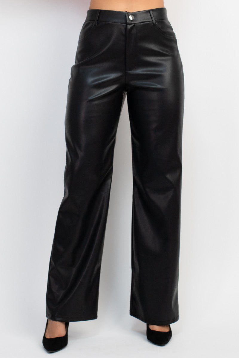 Rebeca Faux Leather Mid Rise Pants