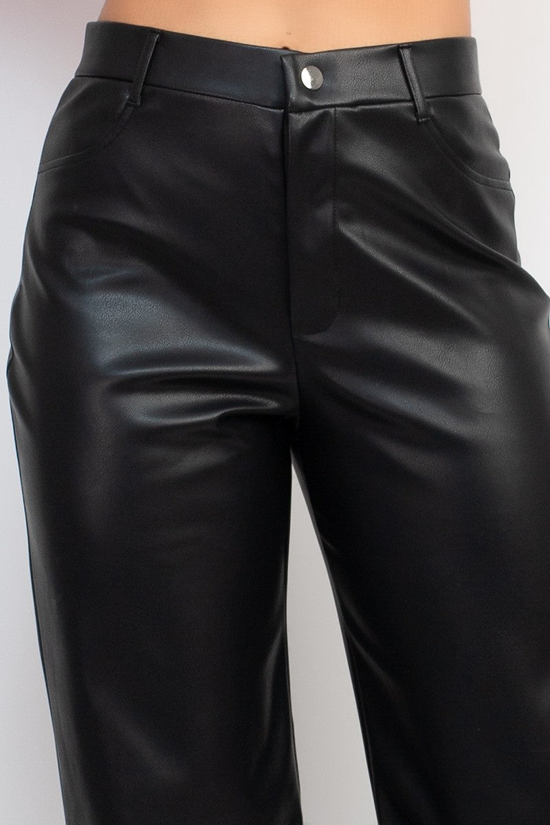 Rebeca Faux Leather Mid Rise Pants