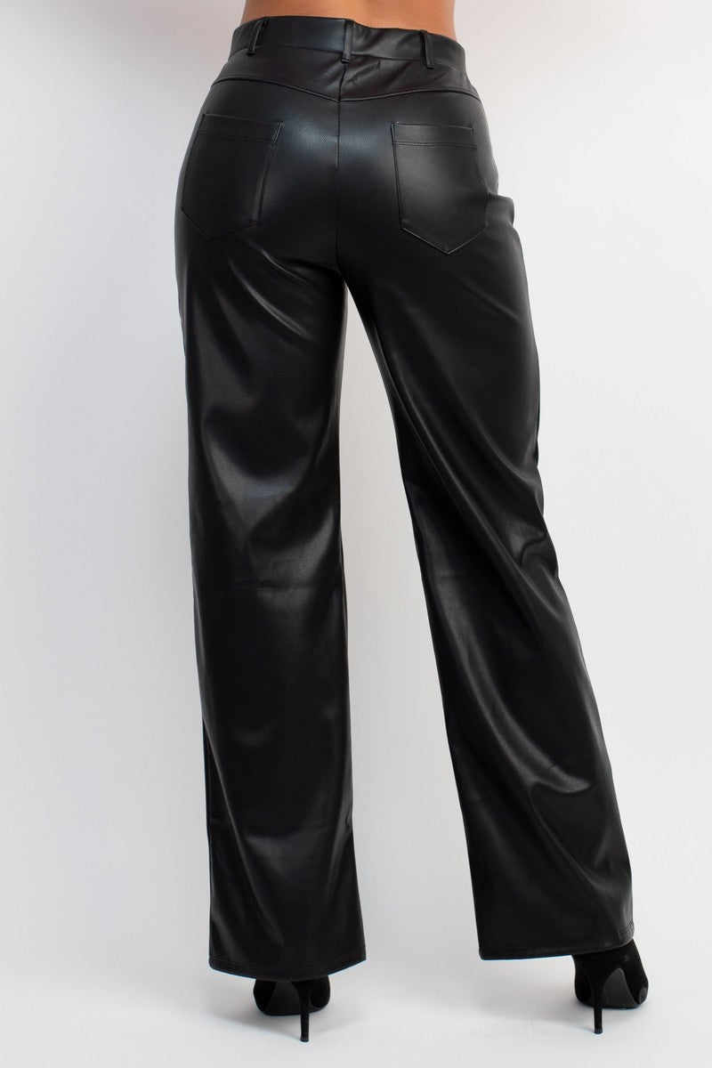 Rebeca Faux Leather Mid Rise Pants