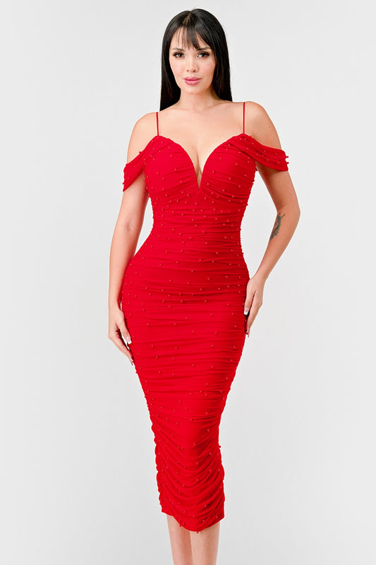 Perla Ruched Midi Dress