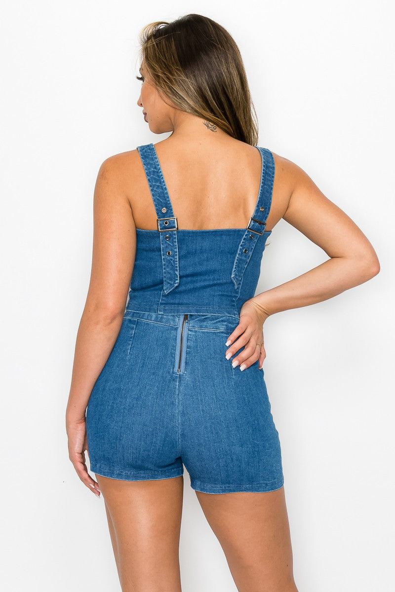 Rocio Denim Top and Shorts Set